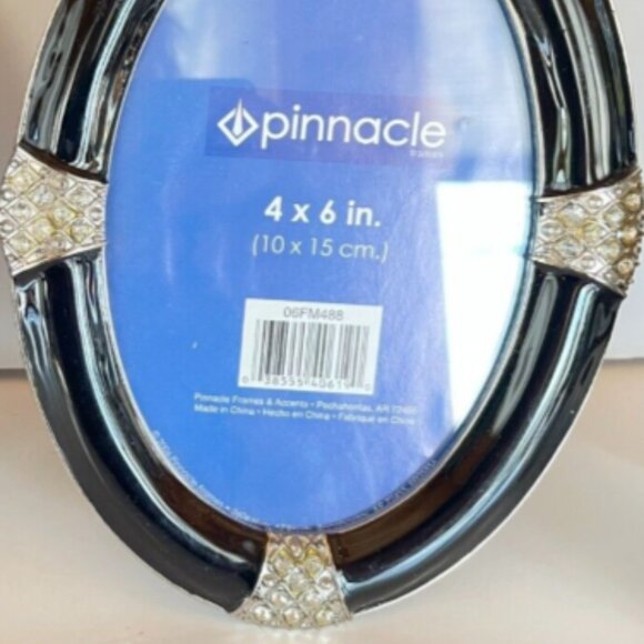 Set of 4 Black Enamel & Rhinestone Oval 4 x 6 Picture Photo Frames by Pinnacle - Picture 3 of 4